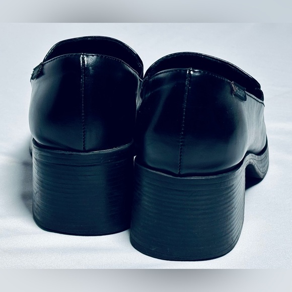 VTG 90s Y2K Mudd Sharpe Black Vegan Leather Chunky Platform Oxfords Women's 7M - Picture 5 of 6